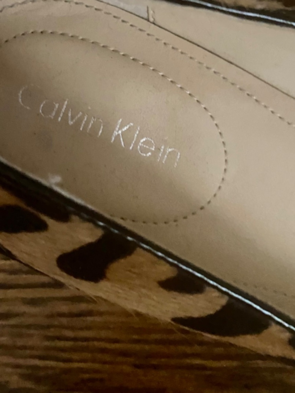Calvin Klein Shoes. Leopard. Kitten Heels. Size 9.5. Like New. Cow Fur. - Picture 2 of 9